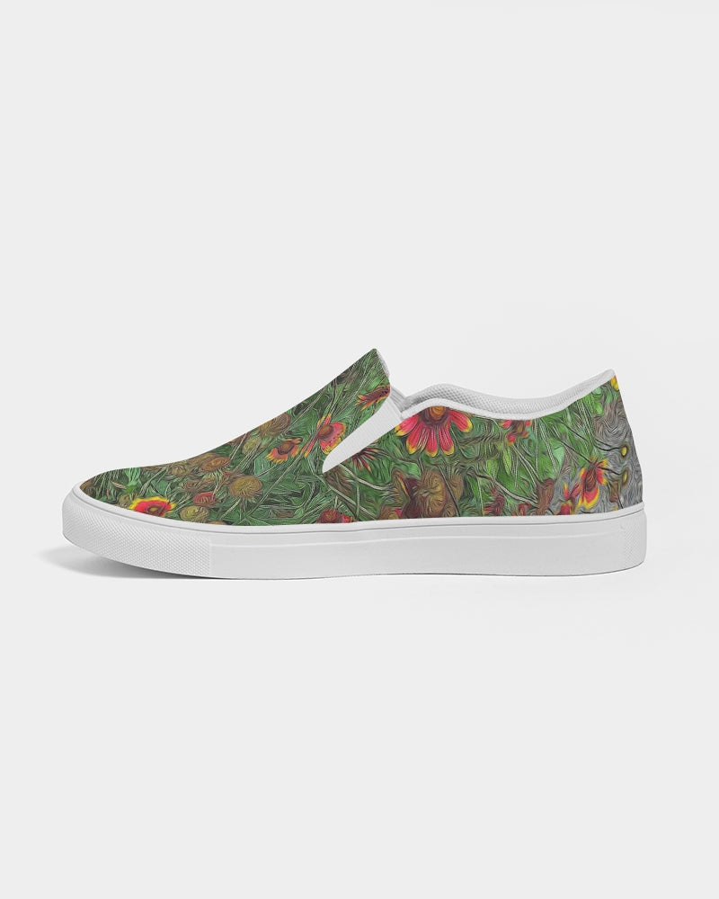 Orange Flower Garden Women's Slip-On Canvas Shoe