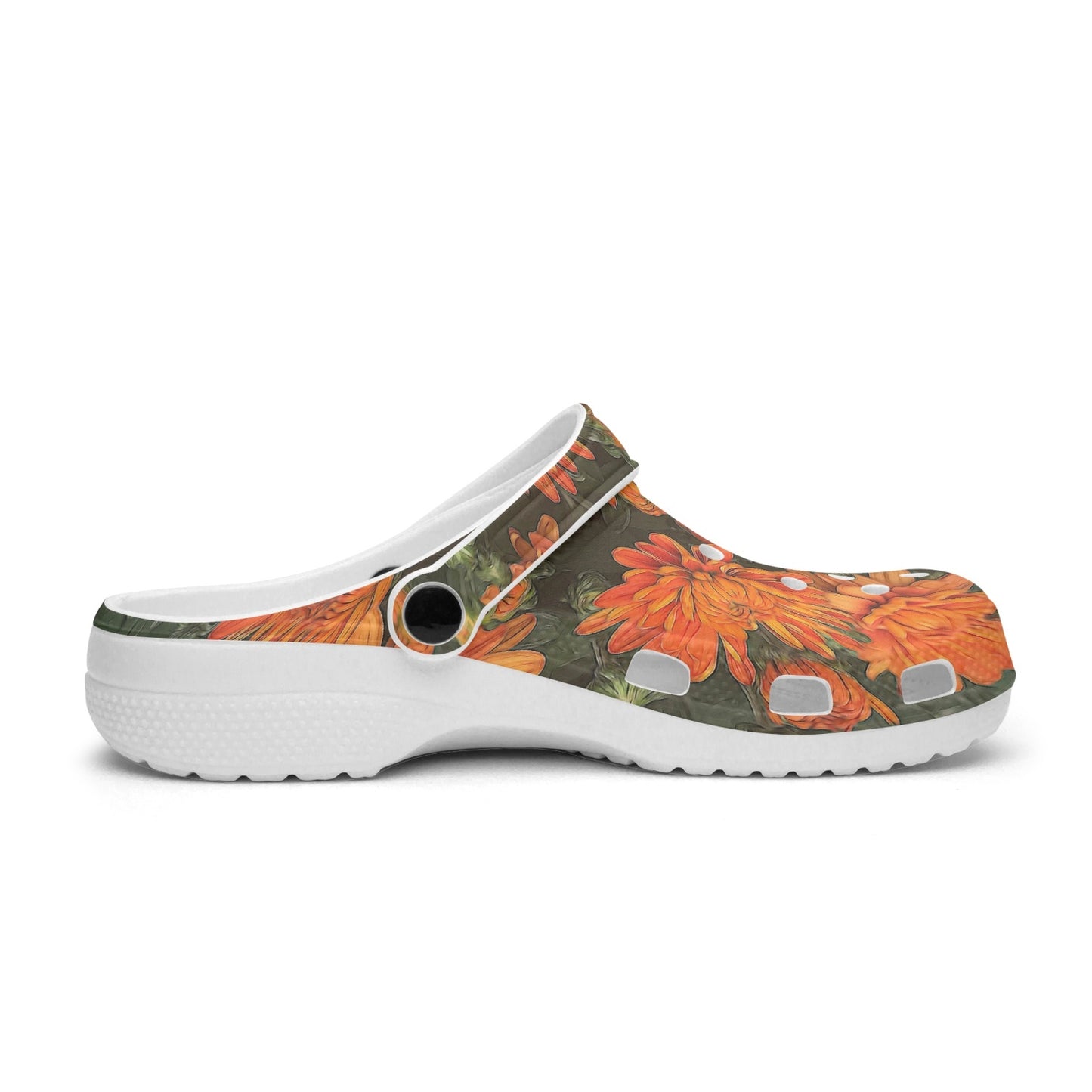 Orange Fall Mums 413. All Over Printed Clogs