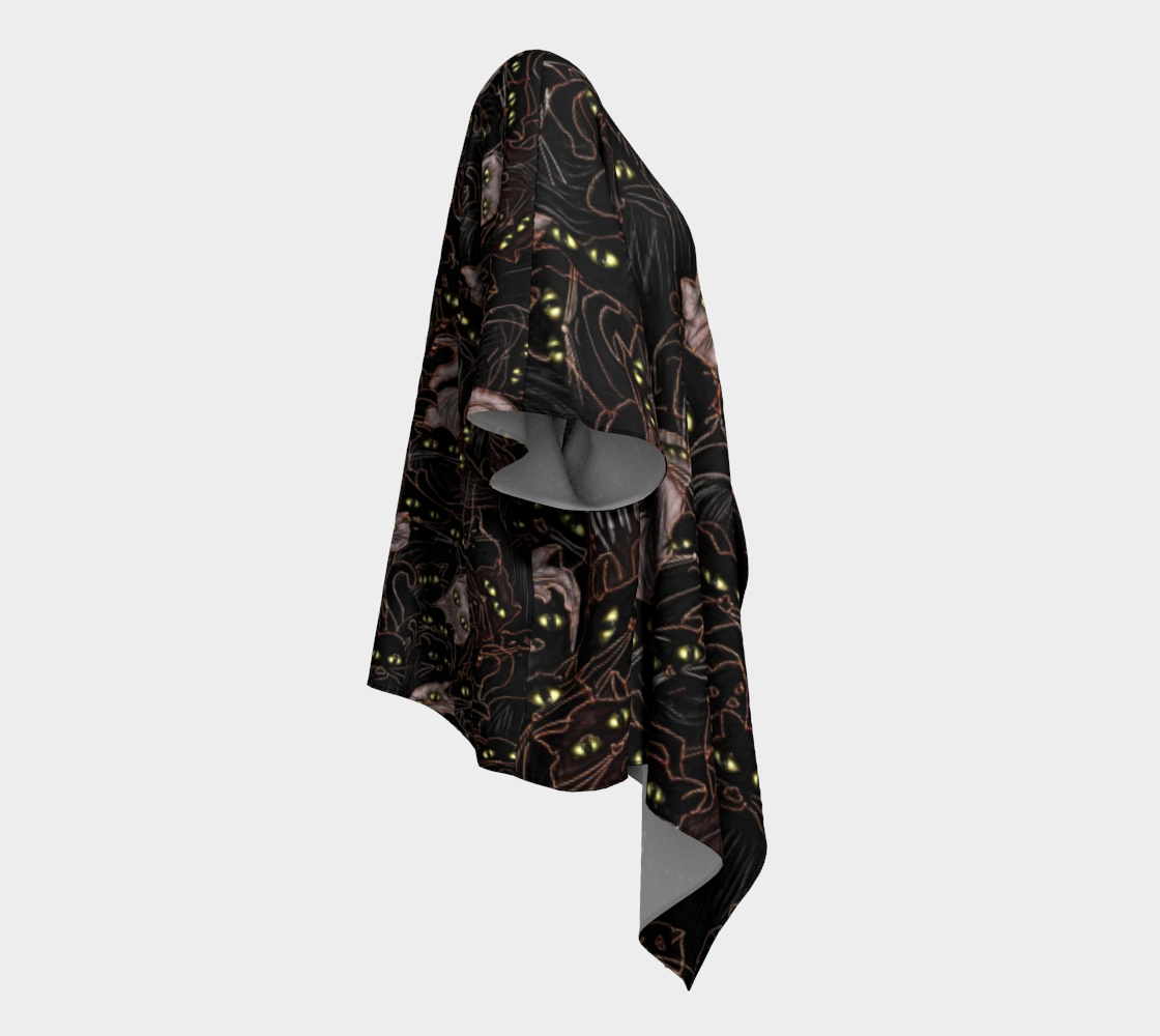 Black Cats Draped Kimono