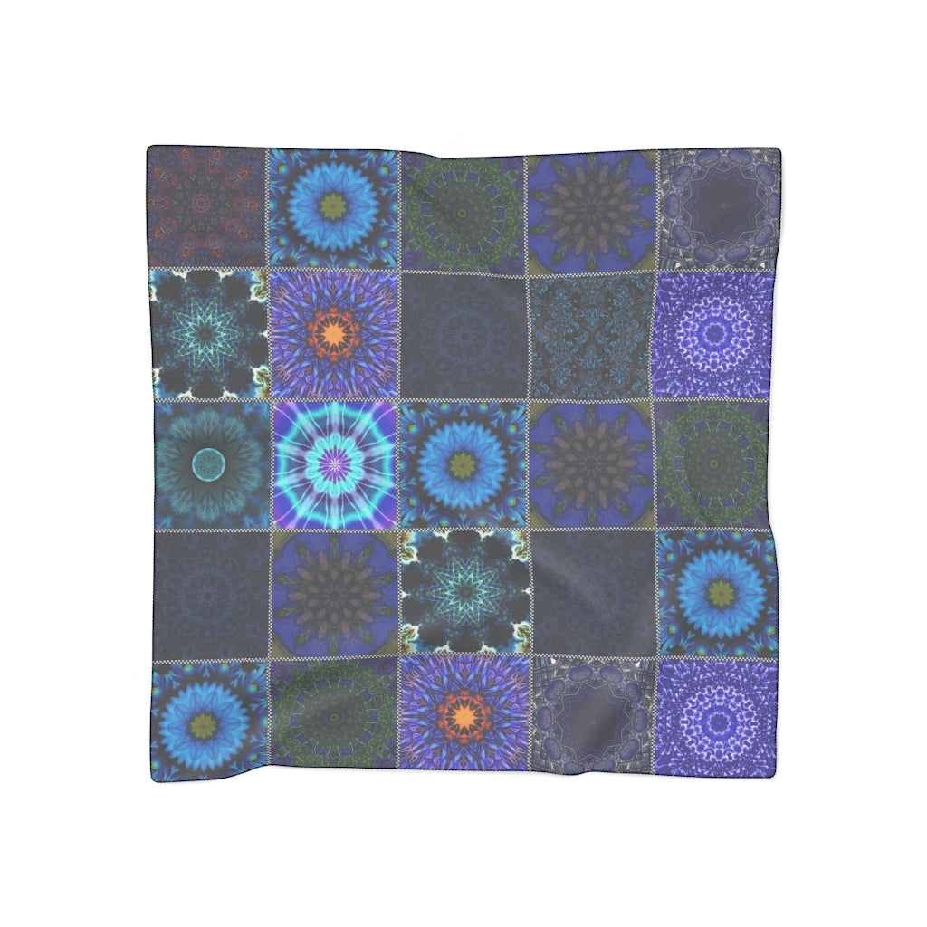 Blue Crazy Quilt Poly Scarf