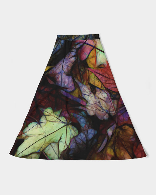 Fall Leaves Abstract Women's A-Line Midi Skirt