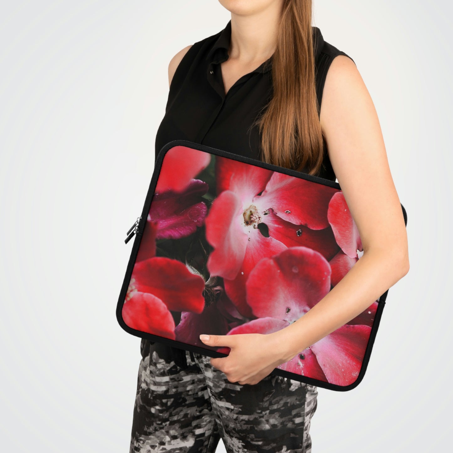 Bright Red Flowers Laptop Sleeve