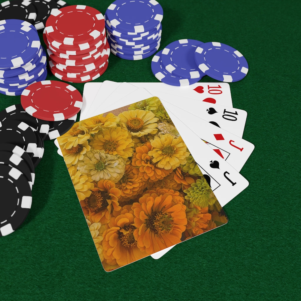 Yellow Zinnias Custom Poker Cards