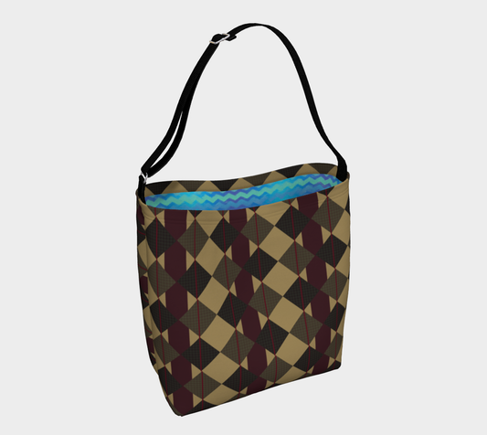 Checkered Brown Plaid Day Tote