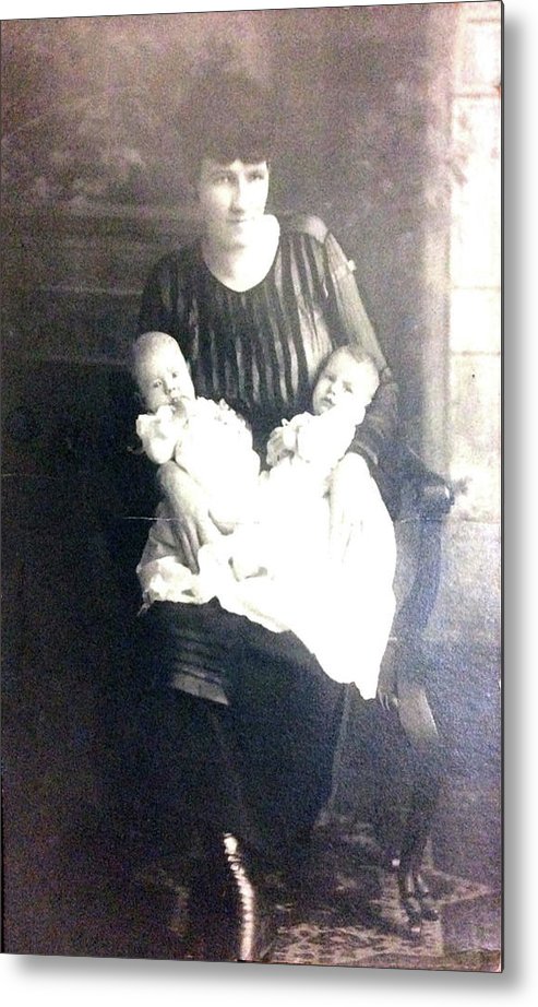 Early 1900s Mother and Twins - Metal Print