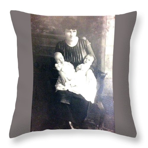 Early 1900s Mother and Twins - Throw Pillow