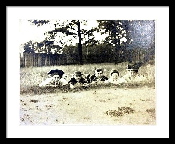 Early 1900s Women In Hats Lay On The Grass - Framed Print