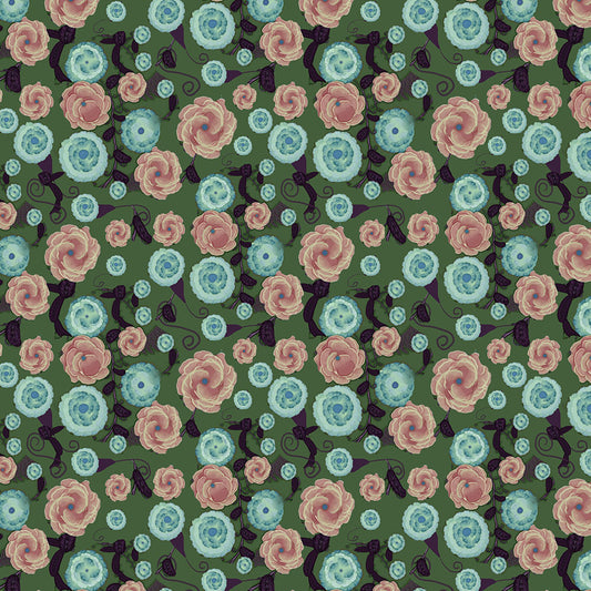 Earthy Peach and Turquoise Flower Pattern Digital Image Download