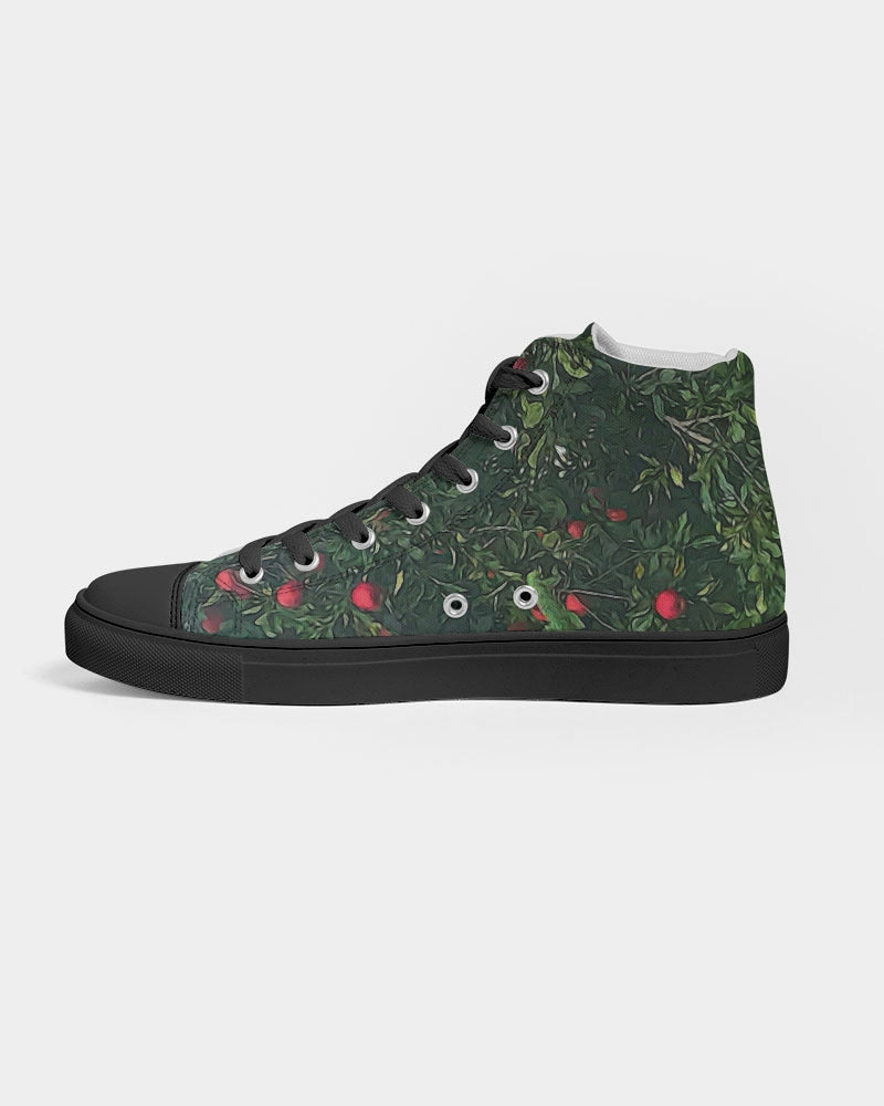 Apple Tree Close Up Women's Hightop Canvas Shoe - Black