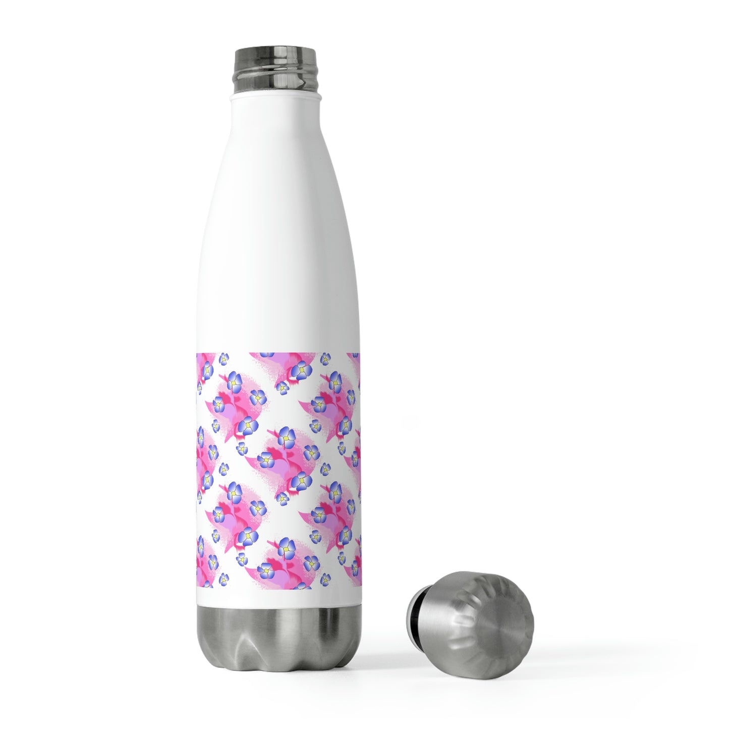 Blue Flowers On Pink 20oz Insulated Bottle