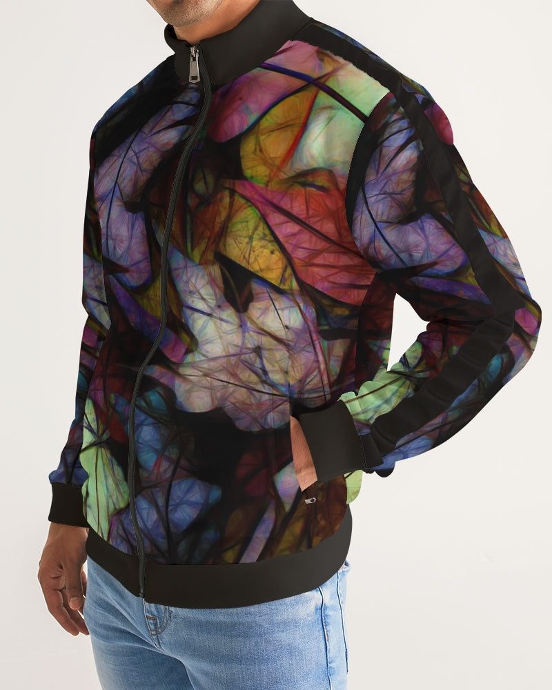 Fall Leaves Abstract Men's Stripe-Sleeve Track Jacket