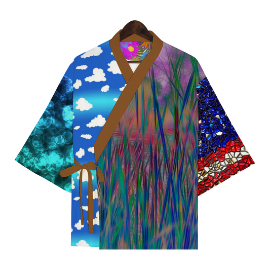 Cattails In July along The Fox River Custom Unisex Loose fit Cardigan Jacket Japanese Style Kimono