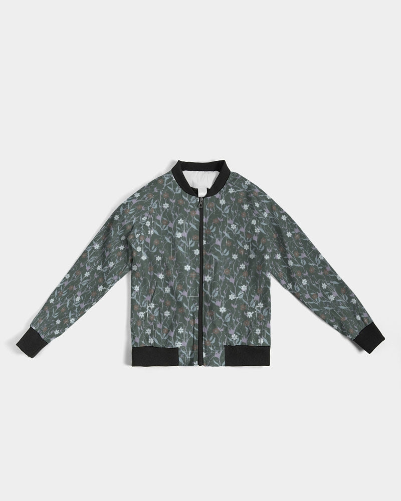 Violets On Gray Women's Bomber Jacket