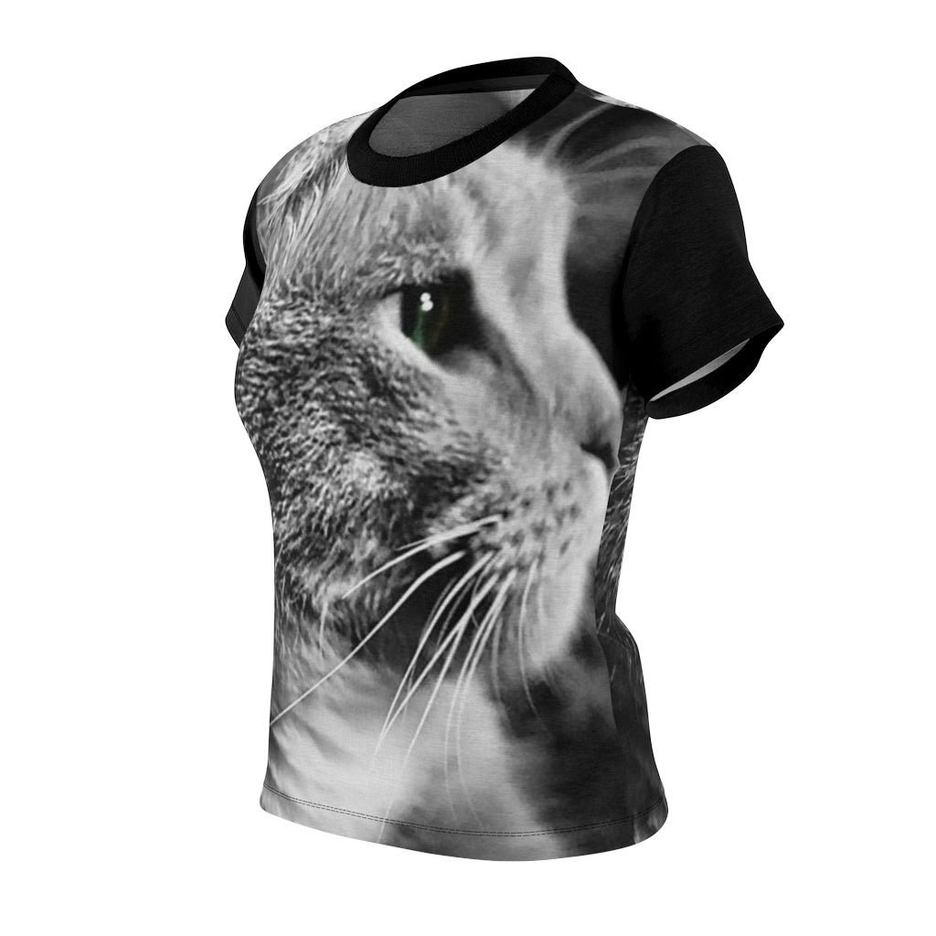 Marley Cat In Black and White Women's AOP Cut & Sew Tee