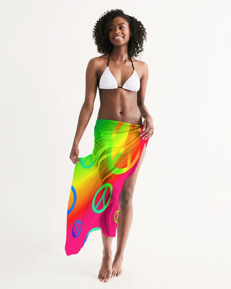 Rainbow Peace Signs Swim Cover Up