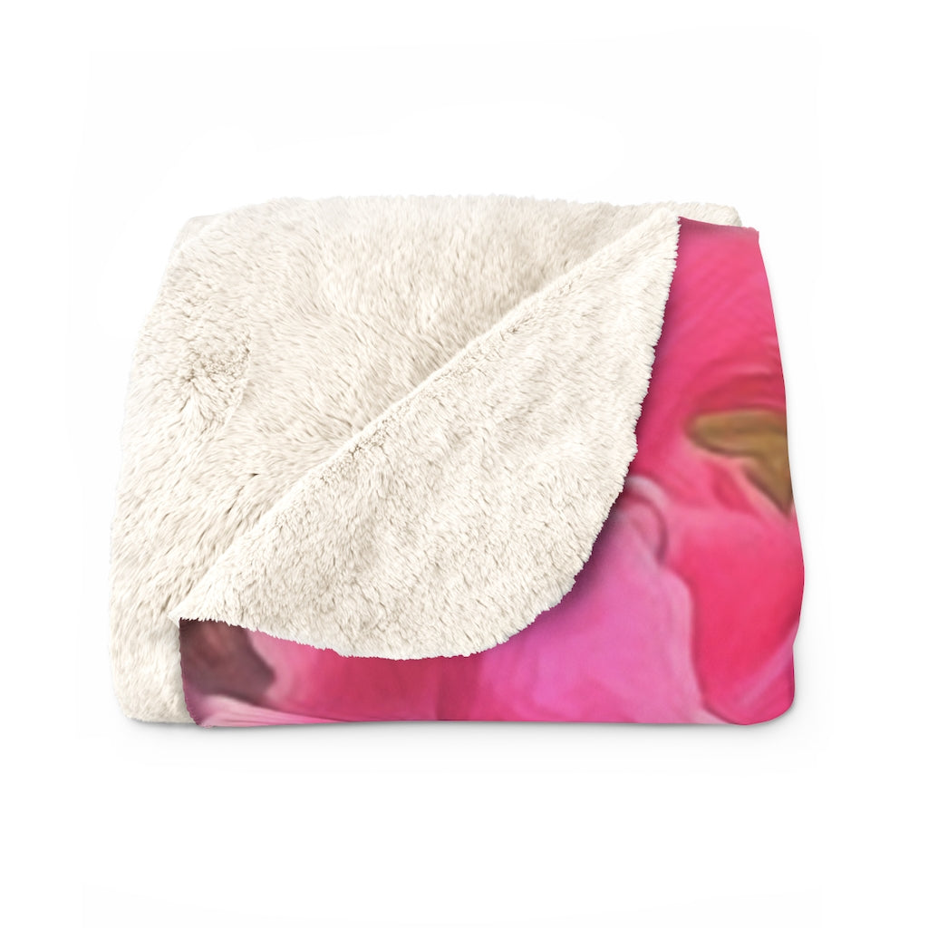 Pink Gladiolas Sherpa Fleece Blanket