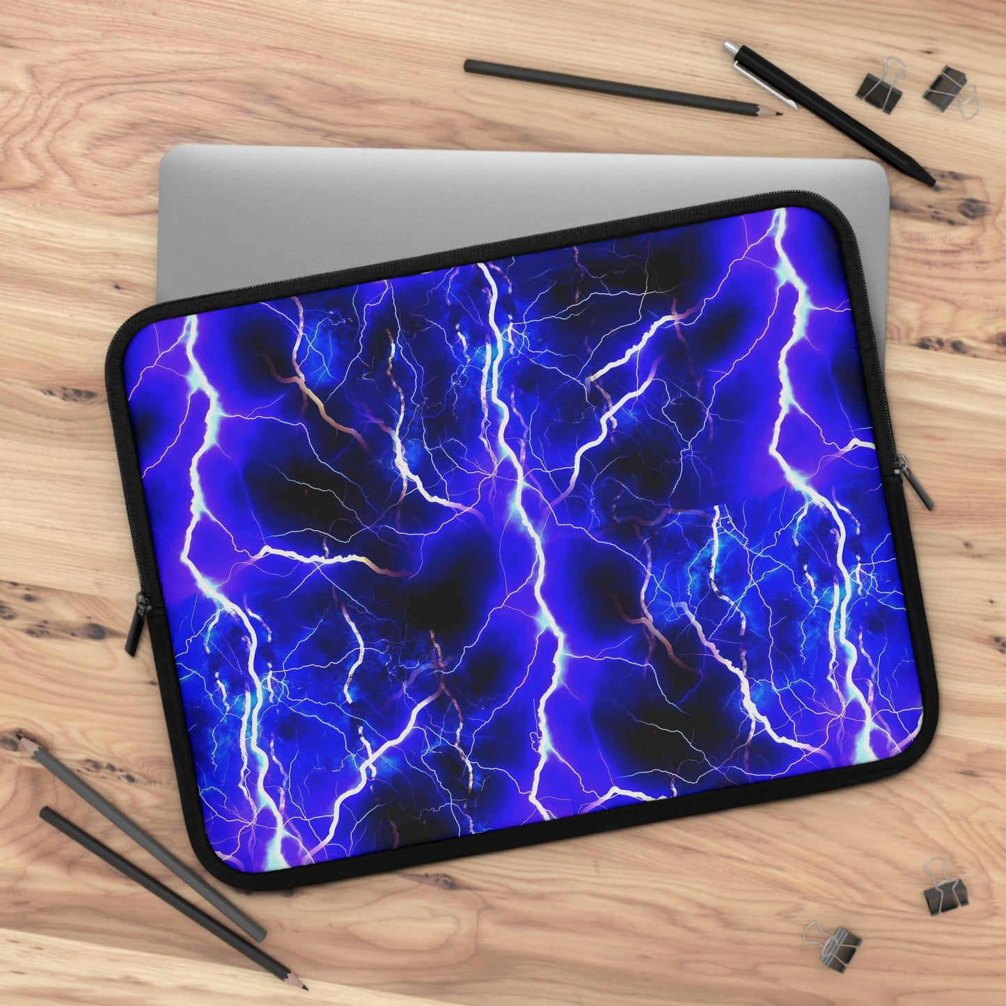 Blue Lightning Pattern Laptop Sleeve