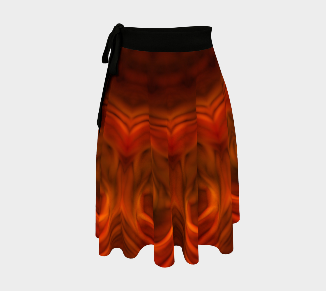 Orange Soft Blend Abstract Wrap Skirt