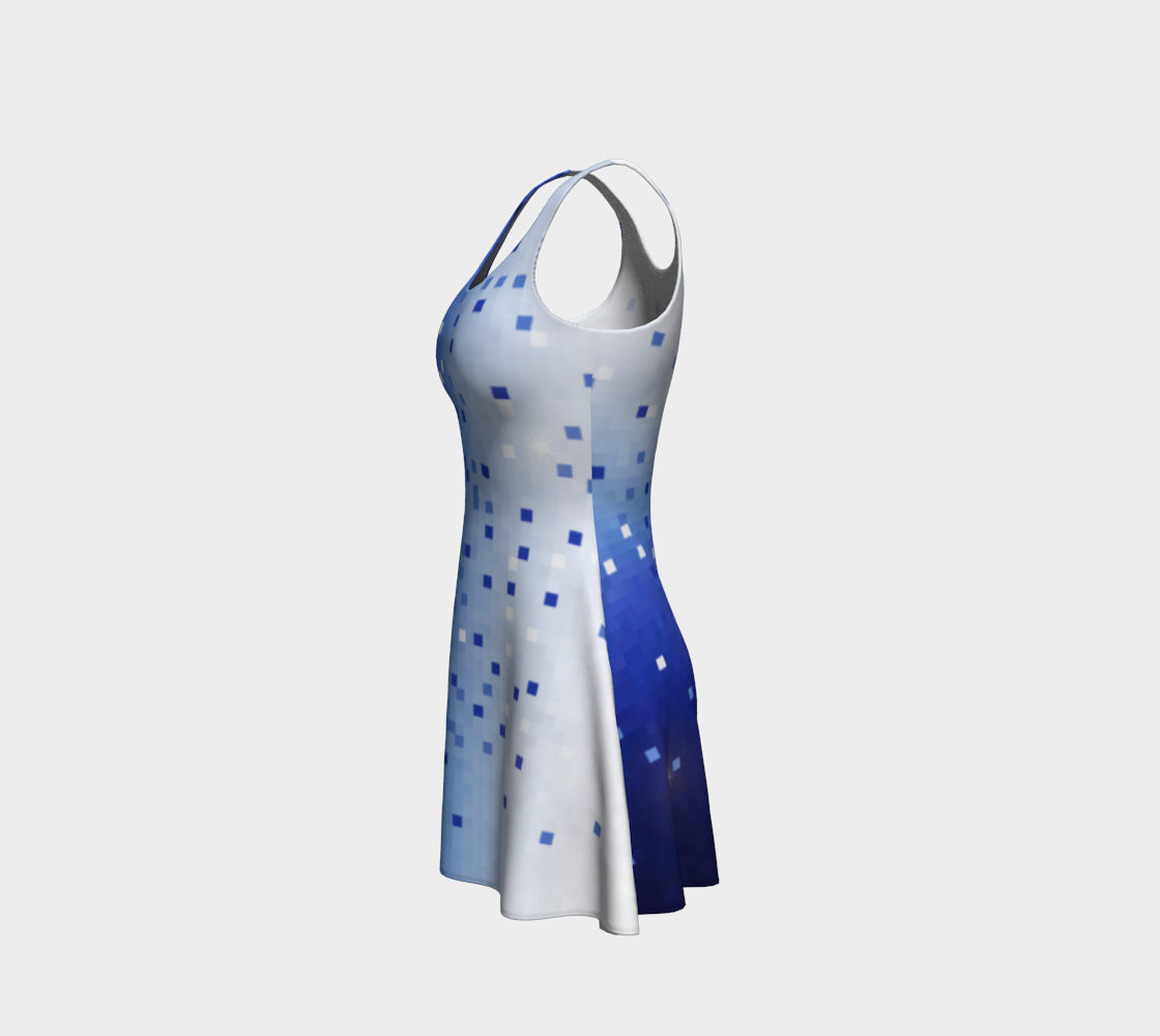 Blue Square Confetti Flare Dress