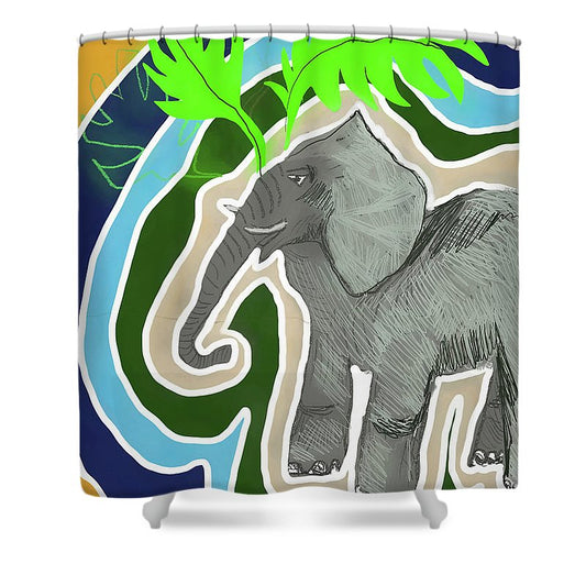 Elephant Sandy Blue - Shower Curtain