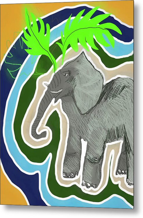 Elephant Sandy Blue - Metal Print