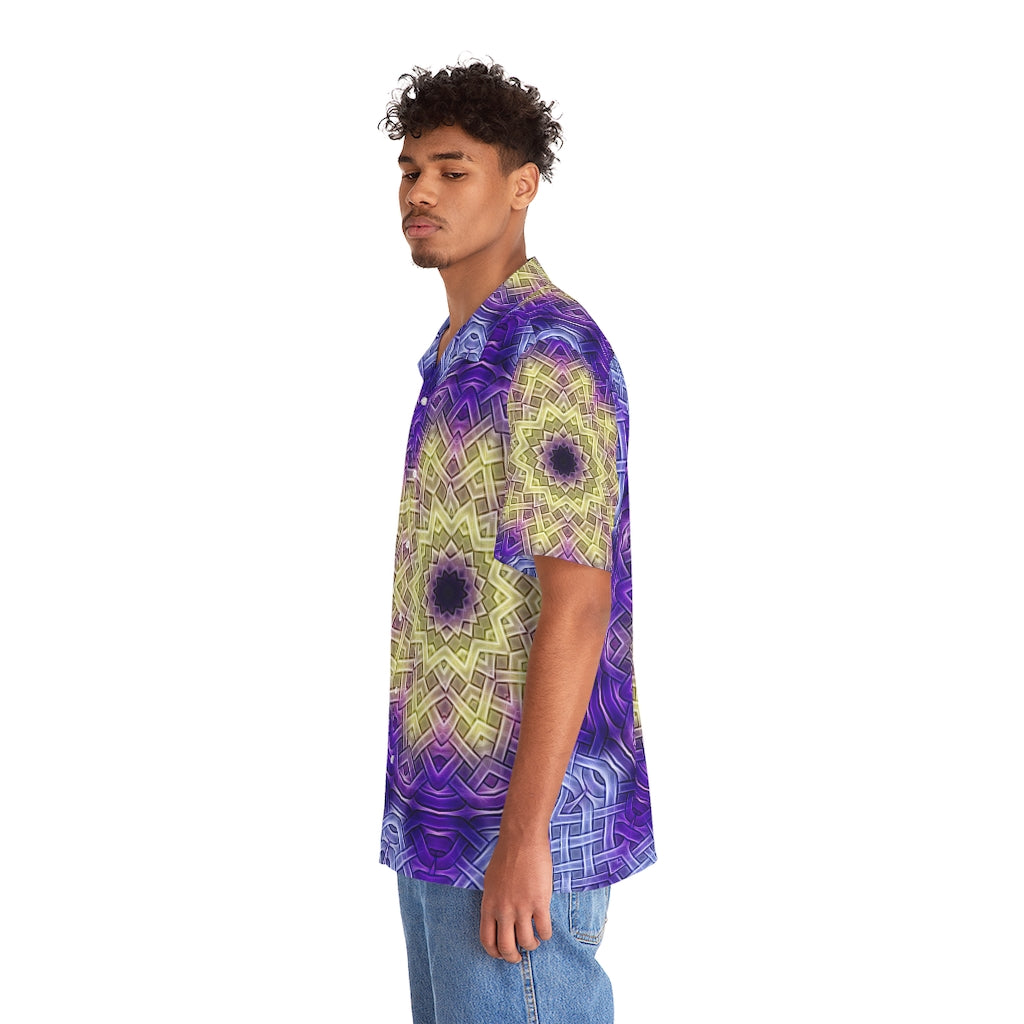 Purple Celtic Knot Kaleidoscope Men's Hawaiian Shirt (AOP)