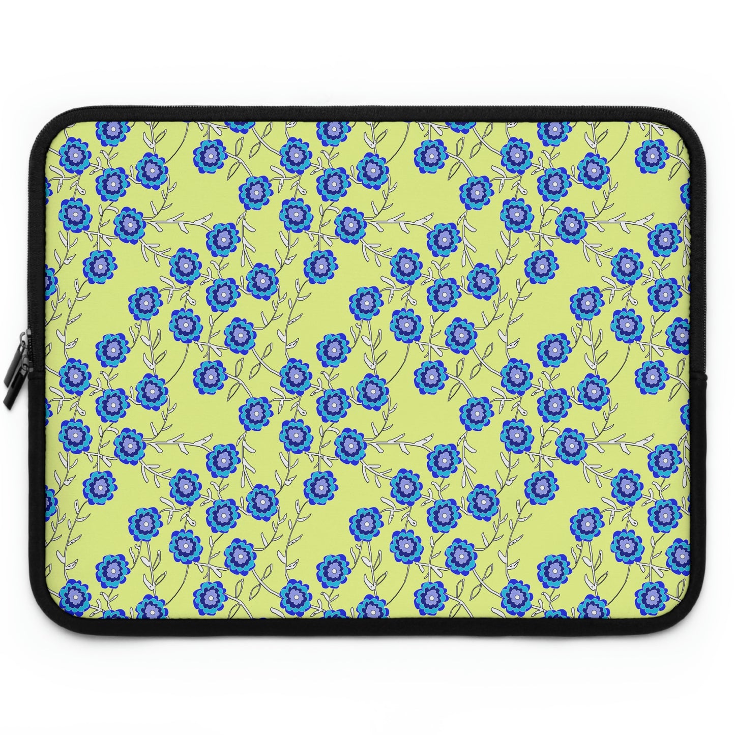 Blue Flowers On Yellow Laptop Sleeve