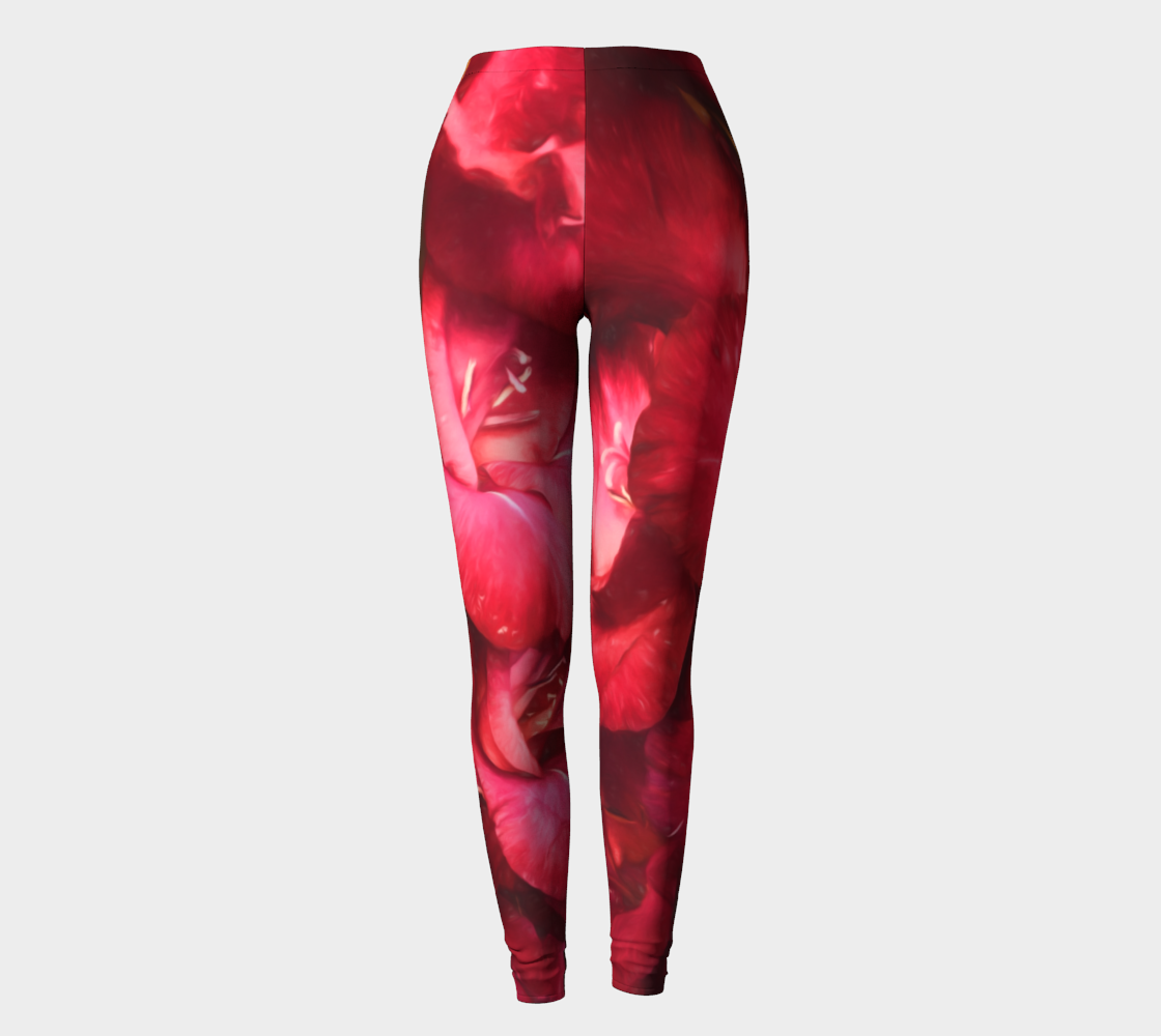 Red Gladiolas on Black Leggings