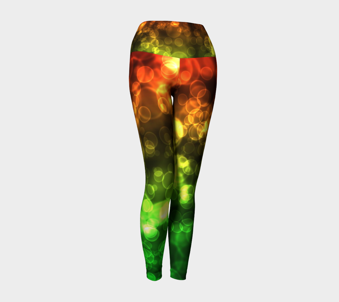 Red Green Bokeh Light Yoga Leggings