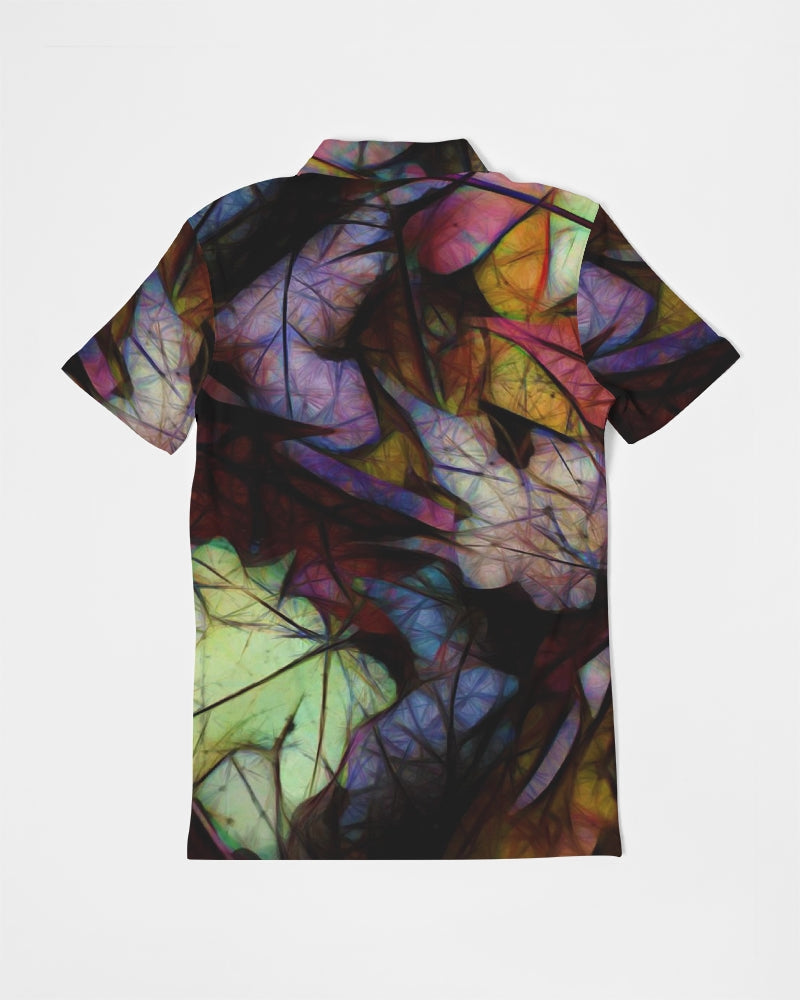 Fall Leaves Abstract Men's Slim Fit Short Sleeve Polo