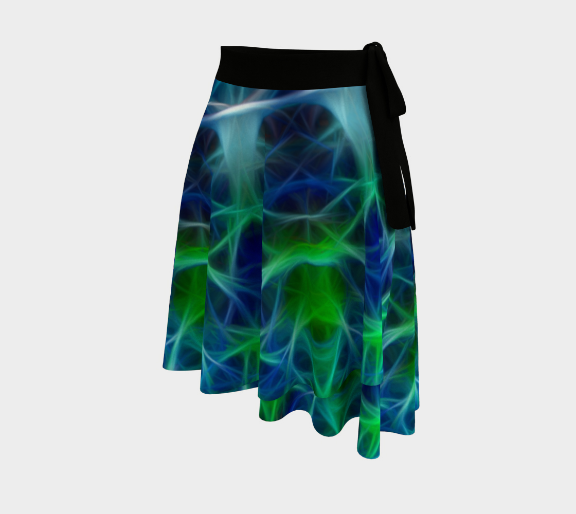 Green Blue Abstract Wrap Skirt