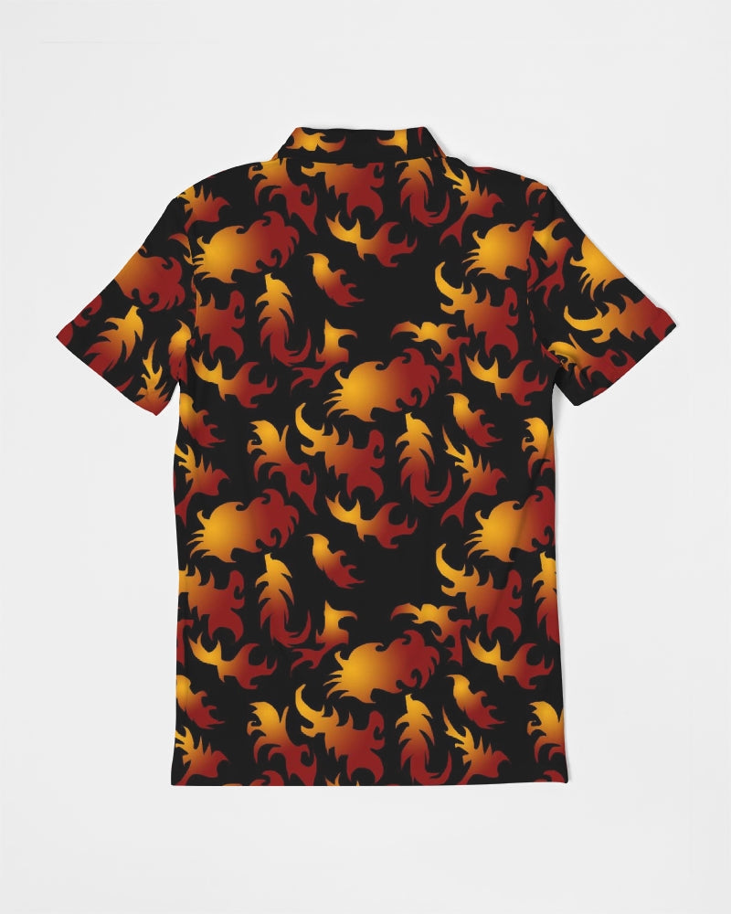 Abstract Flames Pattern  Men's Slim Fit Short Sleeve Polo