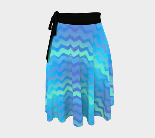 Blue Green Mermaid Stripes Wrap Skirt