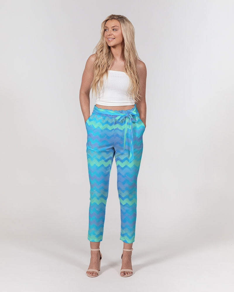 Mermaid Stripes Women's Belted Tapered Pants