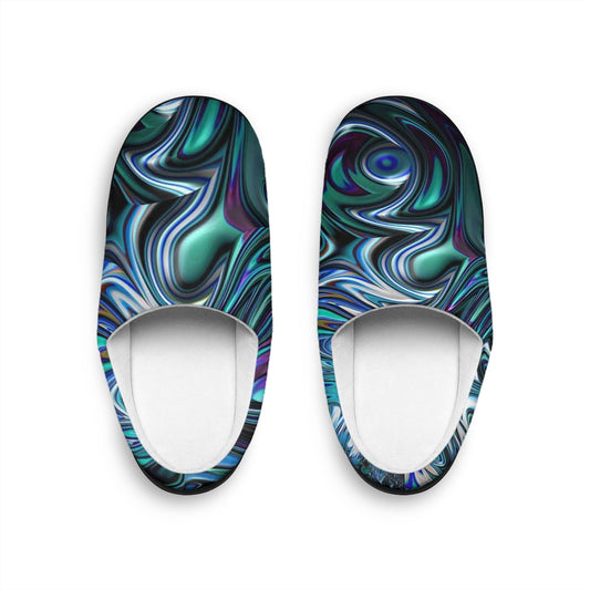 Blue Swirl Fractal Indoor Slippers