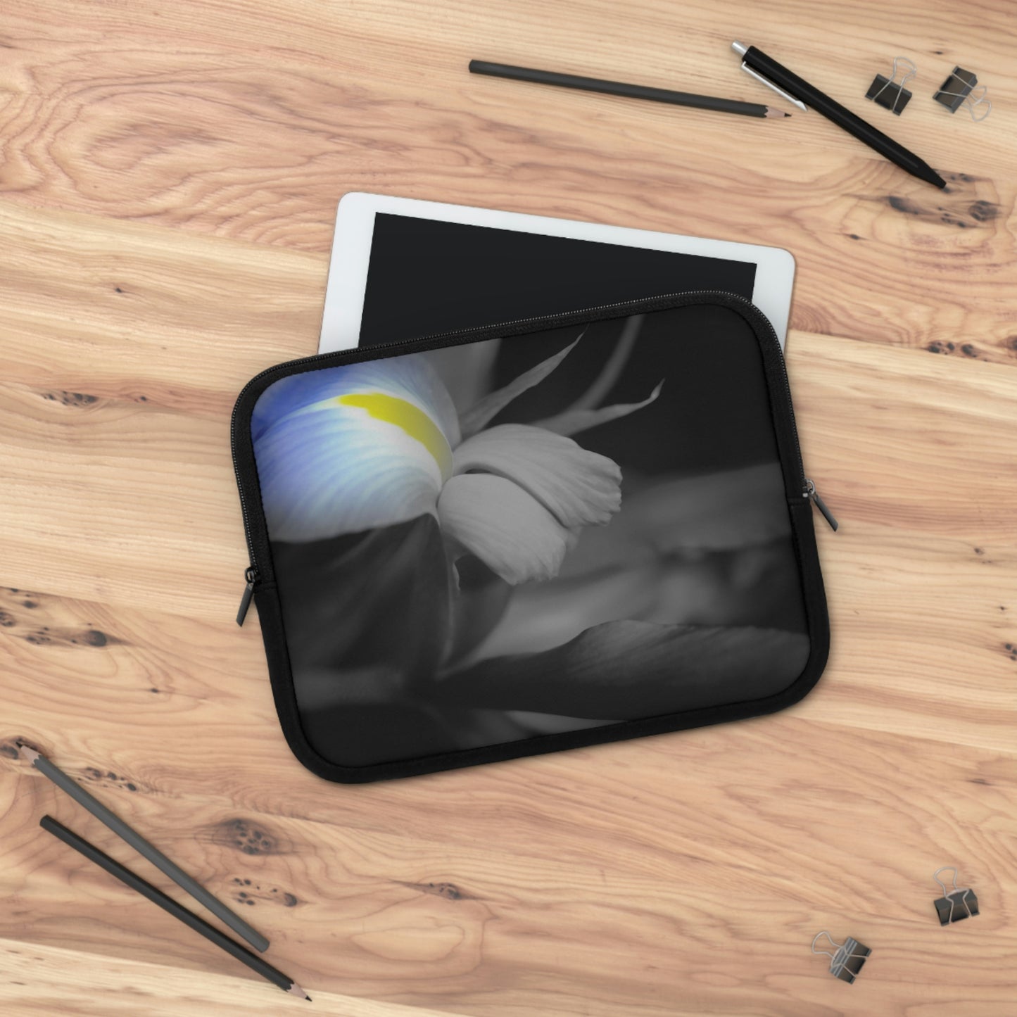 Black and White Iris Laptop Sleeve