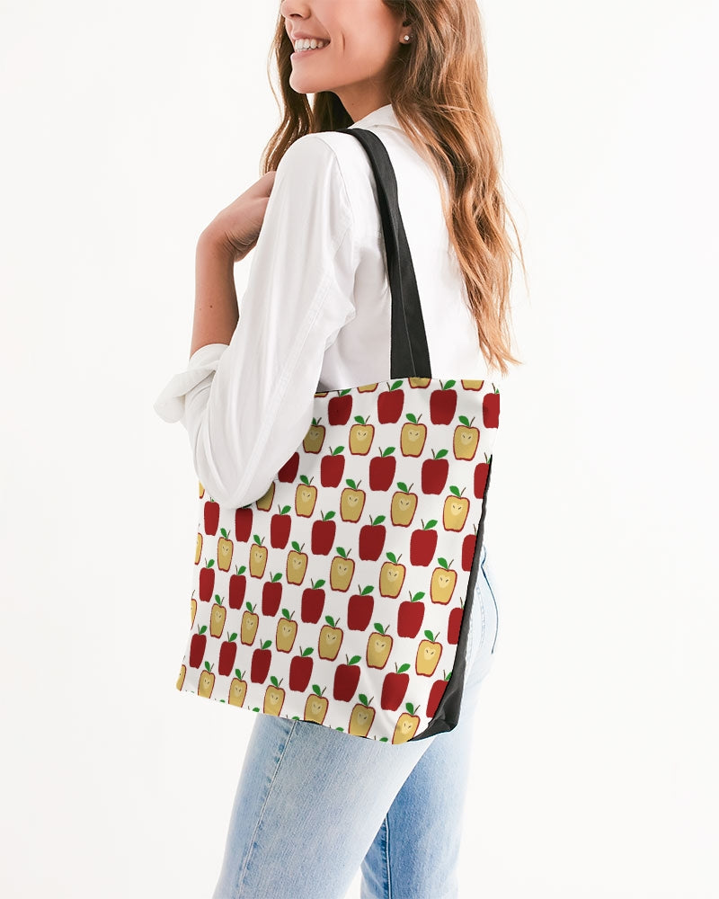 Apple Polkadots Canvas Zip Tote