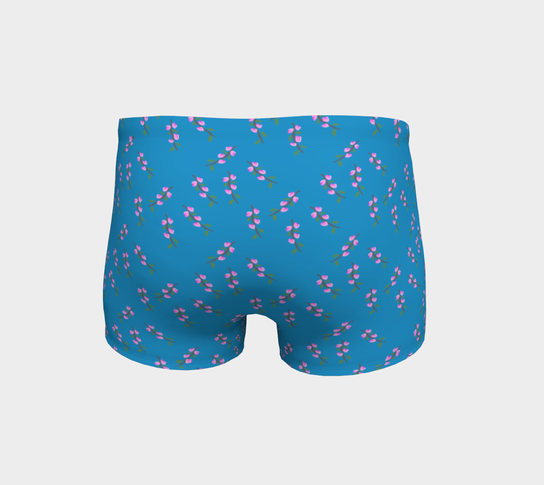 Pin k Flower Branches on Blue Shorts
