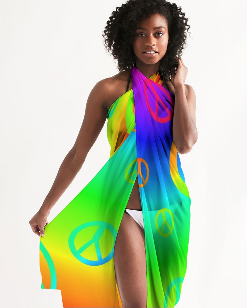 Rainbow Peace Signs Swim Cover Up