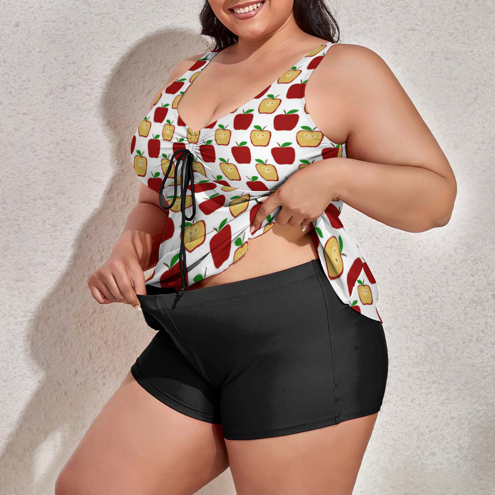 Apple Polkadots Custom Women's Plus Size Two Piece Swimsuit Stylish Swimwear