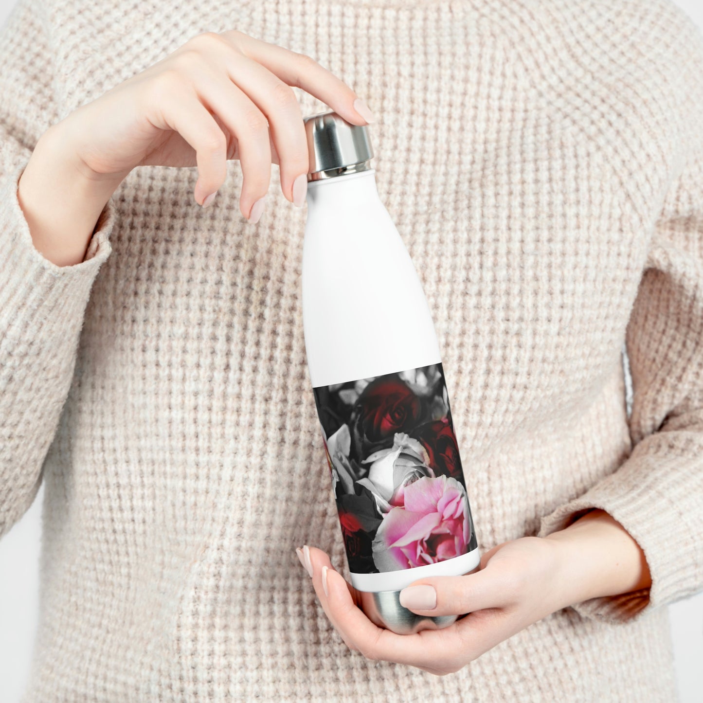 Black and White Roses Fade 20oz Insulated Bottle