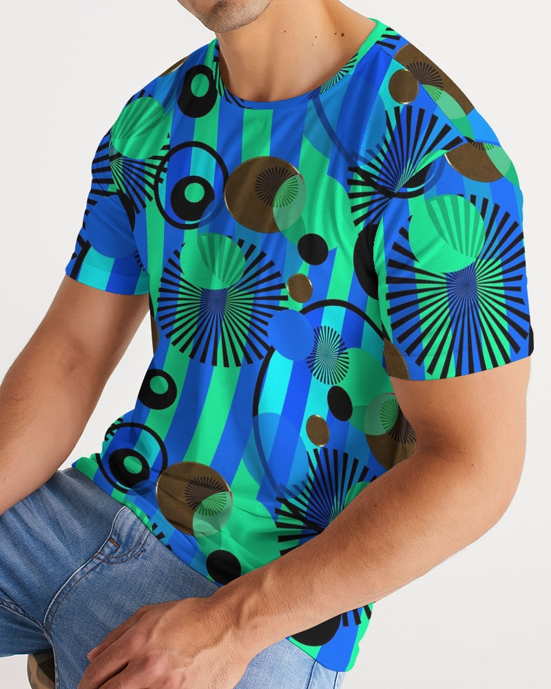 Blue Green Stripes and Dots Men's Tee