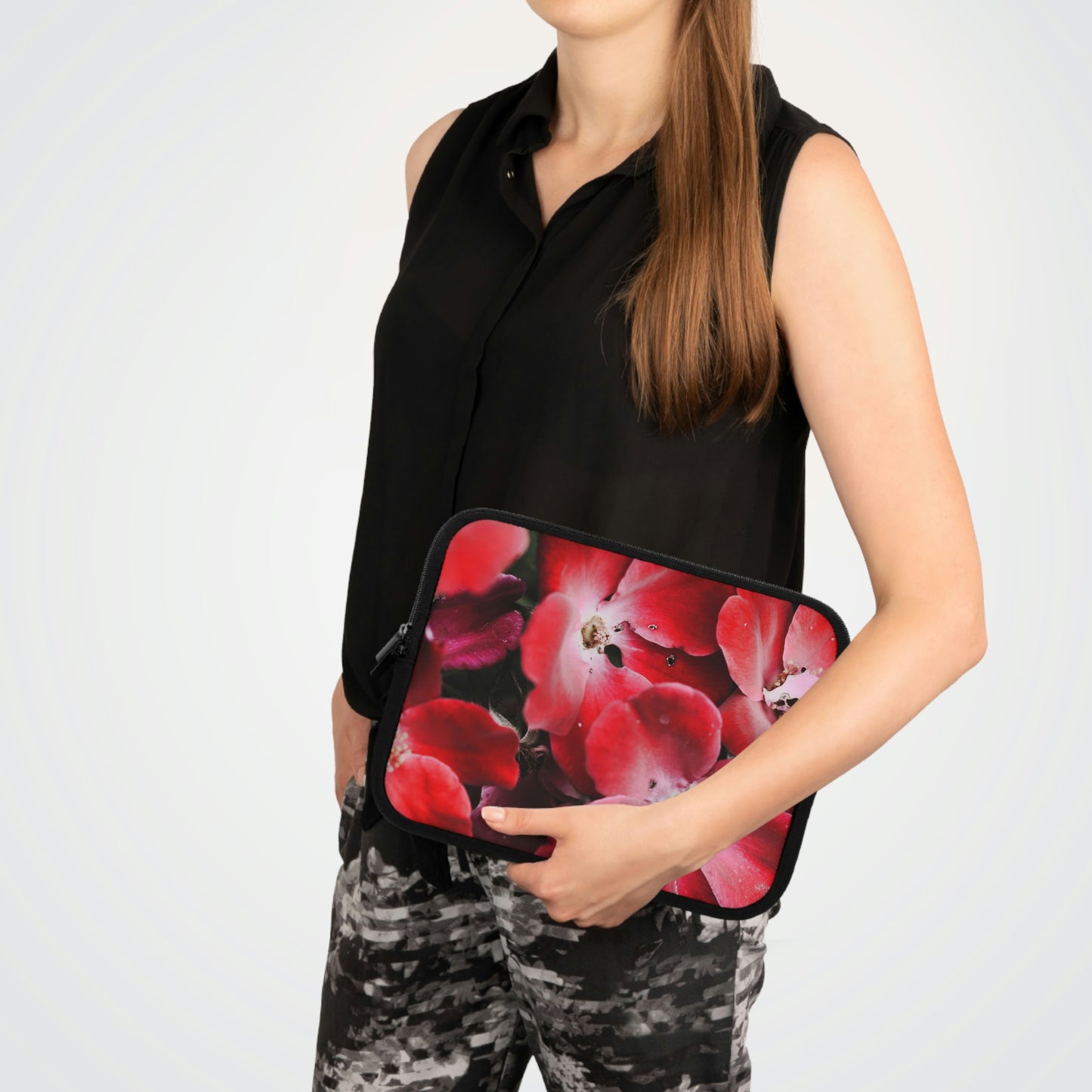 Bright Red Flowers Laptop Sleeve