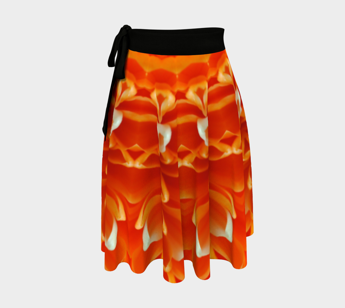 Orange Flower Petals Kaleidoscope Wrap Skirt