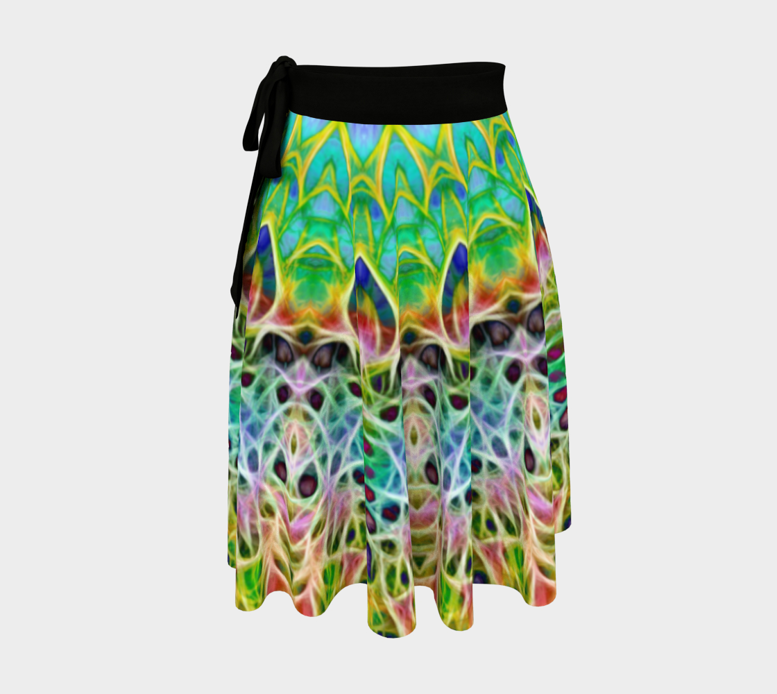 Green Multi Color Abstract Wrap Skirt
