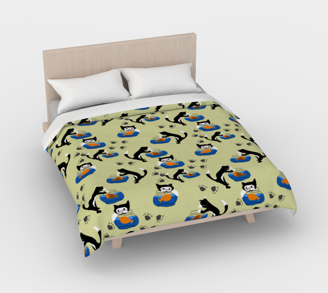 Cat and The Fishbowl Duvet Cover