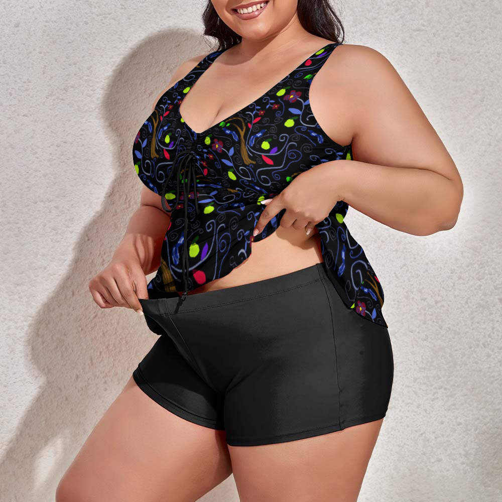 Birds and Scrolls Custom Women's Plus Size Two Piece Swimsuit Stylish Swimwear