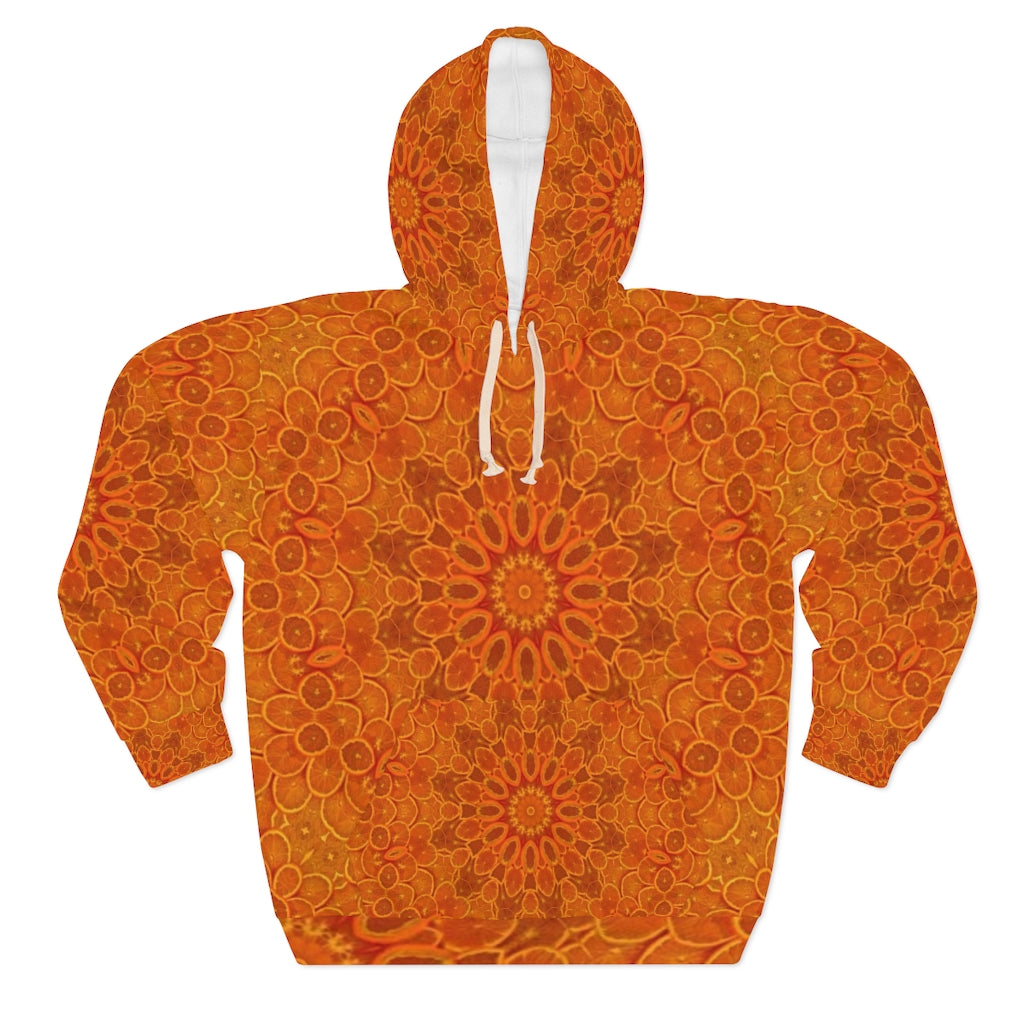 Orange Kaleidoscope AOP Unisex Pullover Hoodie