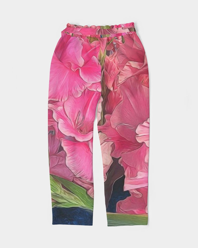 Pink Gladiolas Women's Belted Tapered Pants
