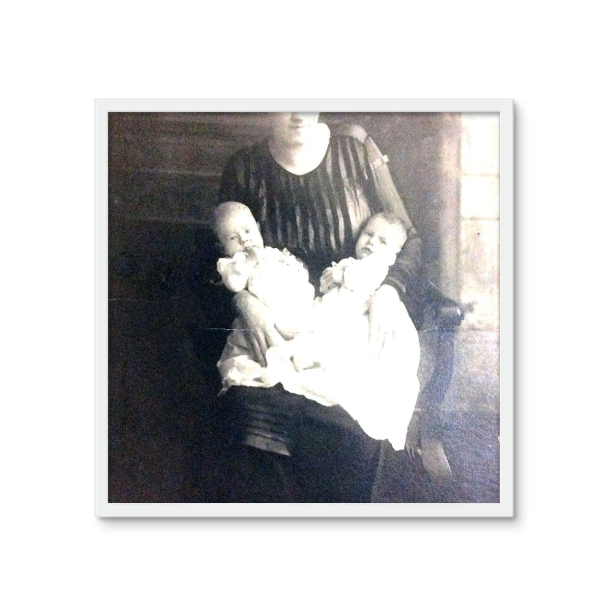 Early 1900s Mother and Twins Framed Photo Tile
